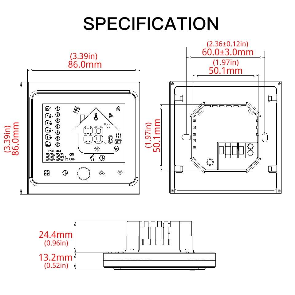 WiFi Smart Thermostat Temperature Controller Water Floor/Electric Heating Water/Gas Boiler LCD Touch Screen BHT 002