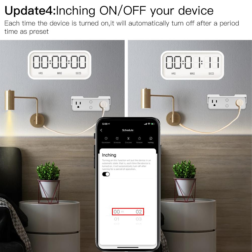 Wi-Fi Smart Outlet Extender Multi Plug Socket Outlet Shelf with Nightlight Relay Status and Light Mode Adjustable US