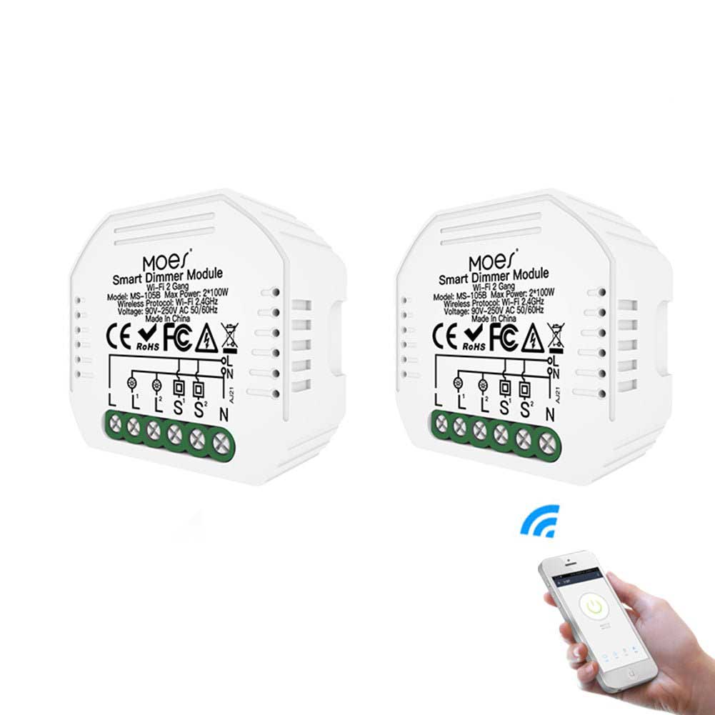 WiFi 2 Gang Dimmer Switch Module DIY Smart Light LED Dimmable Interruptor Relay