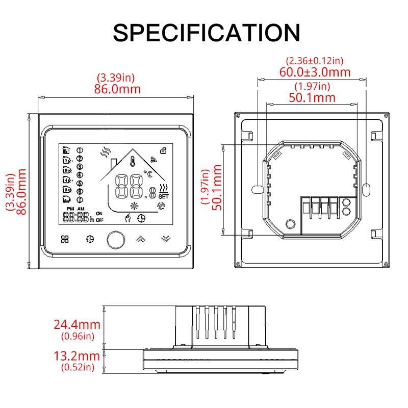 Wi-Fi Smart Central Air Conditioner Thermostat Temperature Controller 2/4 Pipe 3 Speed Fan Coil Unit