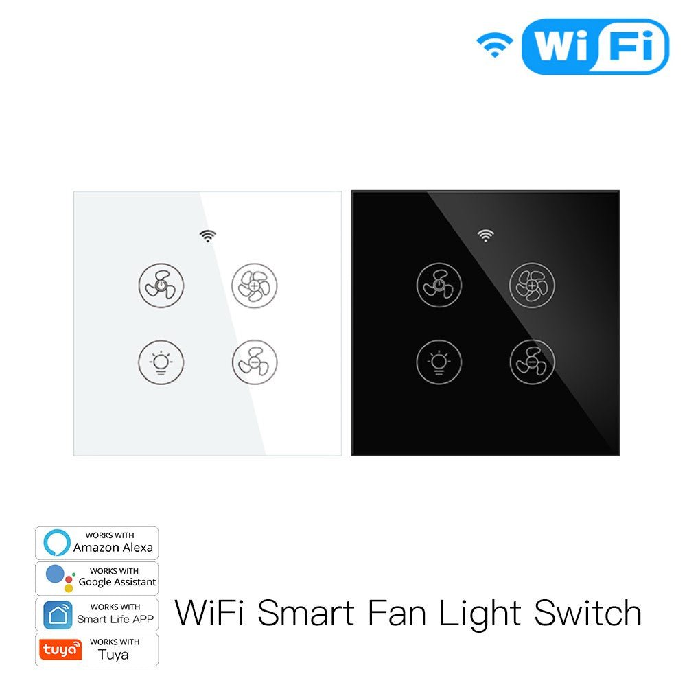 WiFi RF433 Smart Ceiling Fan Light Touch Switch Single Pole Neutral Wire Required EU | LumiMuse