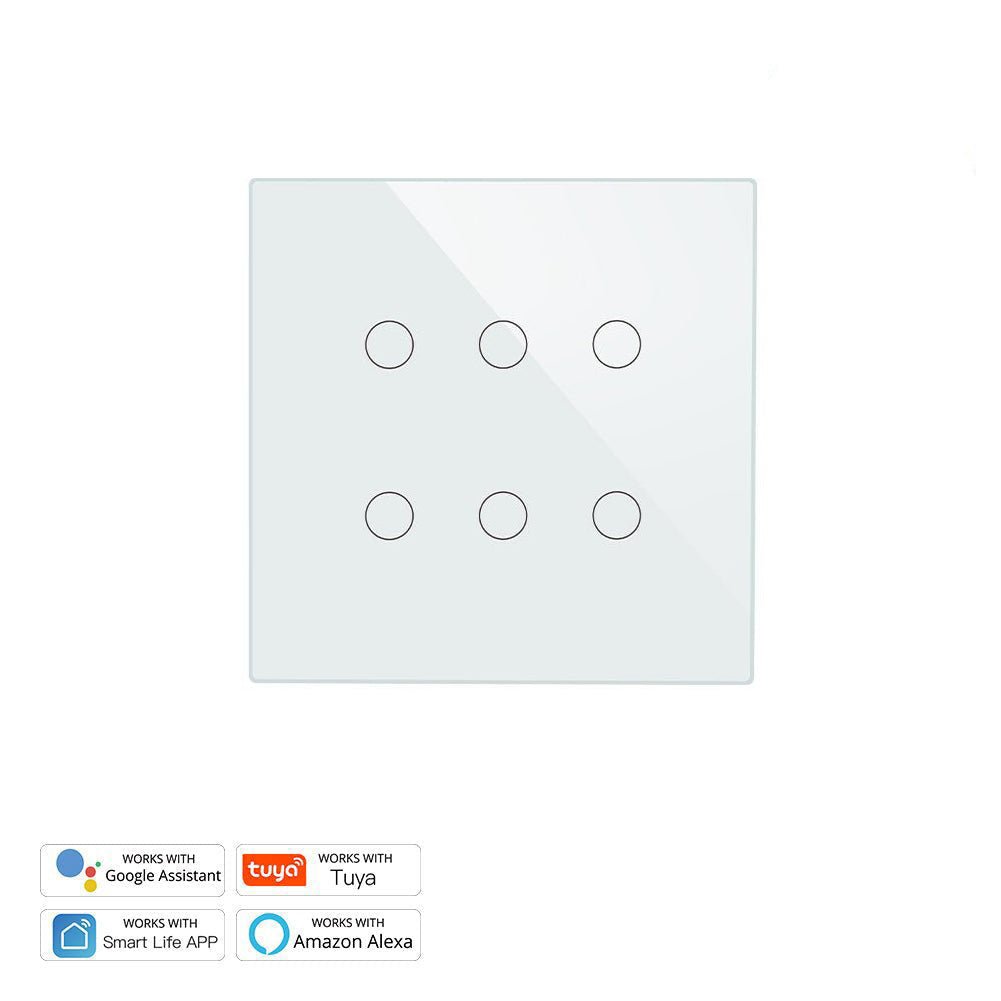 WiFi RF433 Smart 6 Gang Wall Touch Light Switch 2/3 Way Multi-Control Neutral Wire Required | LumiMuse