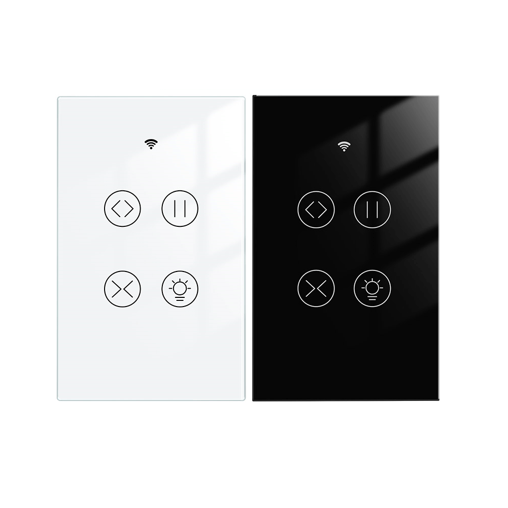 WiFi Curtain Light Switch RF433 Smart Glass Panel Curtain Light Touch Switch Single Pole Neutral Wire Required US | LumiMuse