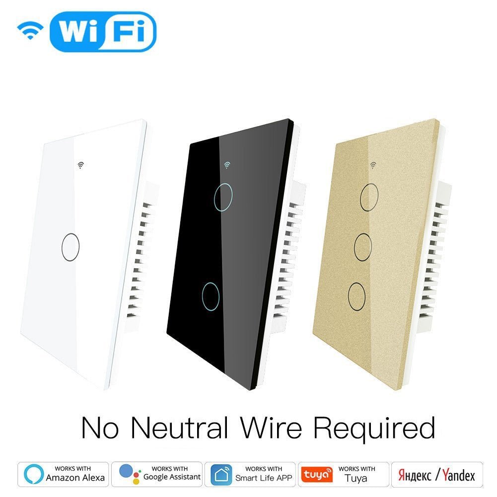 WiFi RF433 Smart Light Wall Touch Switch Single Pole No Neutral 95-130V US Standard | LumiMuse