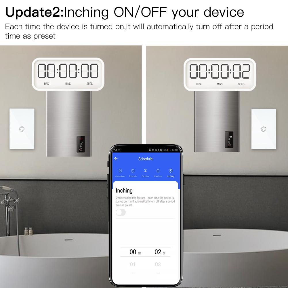 WiFi Smart Boiler Touch Switch Single Pole Neutral Wire Required 100-240V 20A/40A US