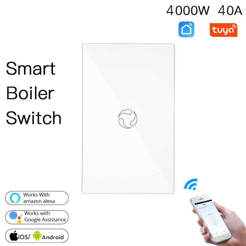 WiFi Smart Boiler Touch Switch Single Pole Neutral Wire Required 100-240V 20A/40A US