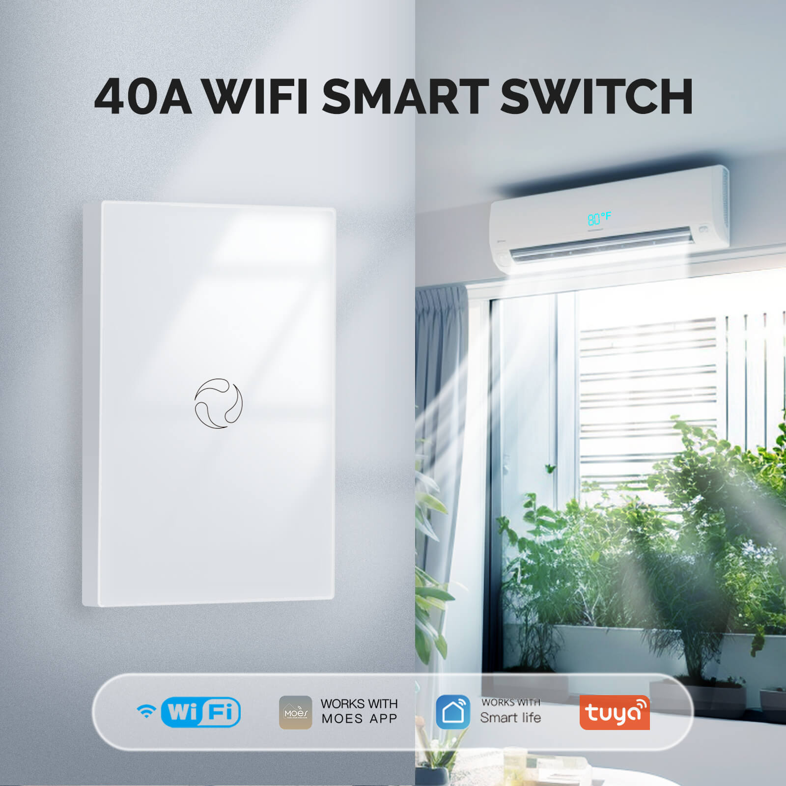 WiFi Smart Boiler Touch Switch Single Pole Neutral Wire Required 100-240V 20A/40A US