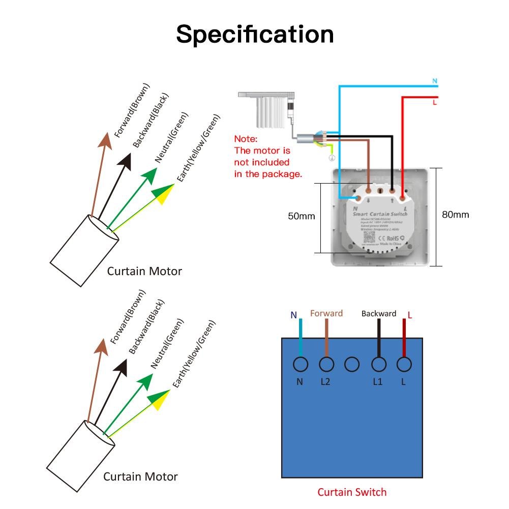 WiFi Touch Smart Curtain Switch Design for Motorized Curtains and Roller Blinds EU