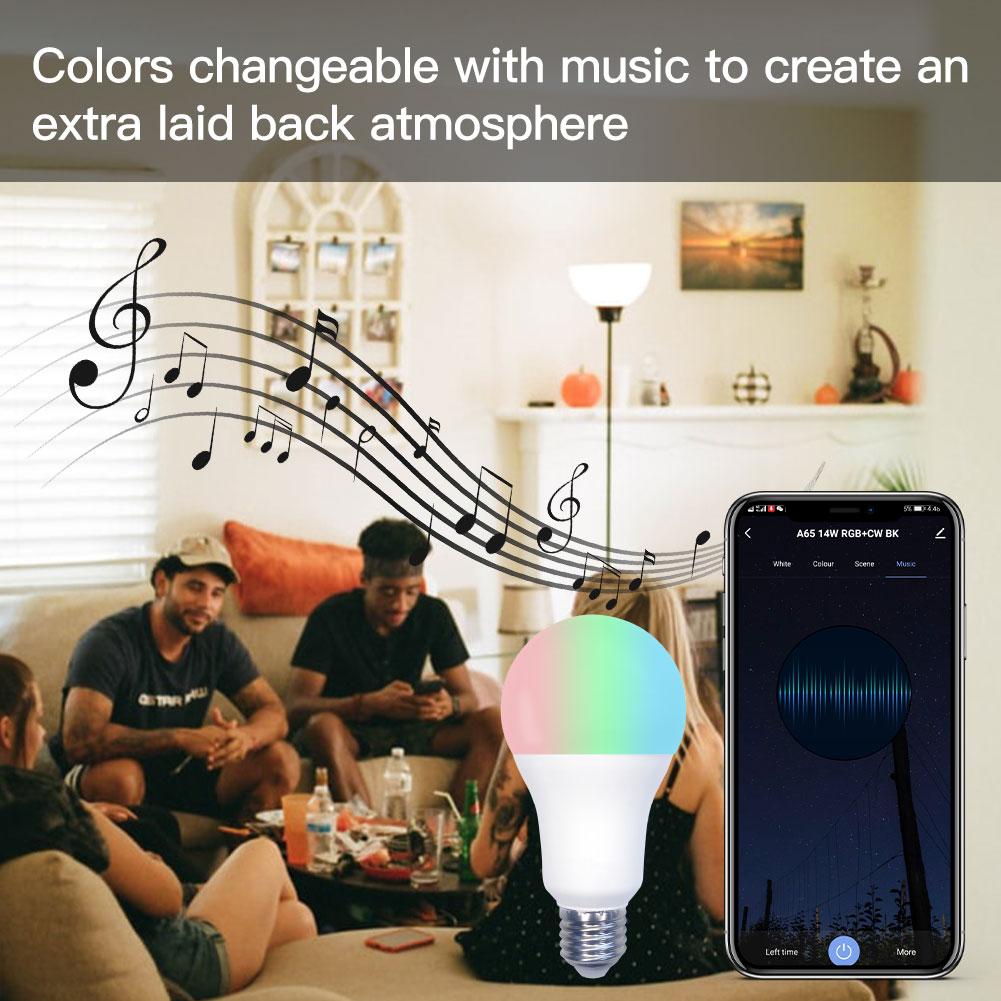 WiFi Smart LED Light Bulb Dimmable Lamp 14W RGB C+W Color Changing Timing Save Energy