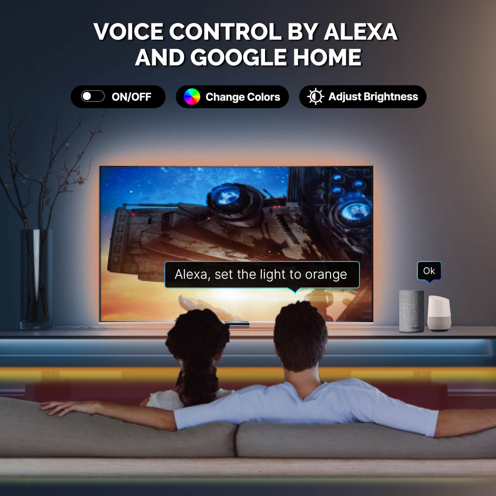 Wifi Smart LED Neon Light Strip RGB Color Led Tape Lamp for TV Backlight, Home Party Decor