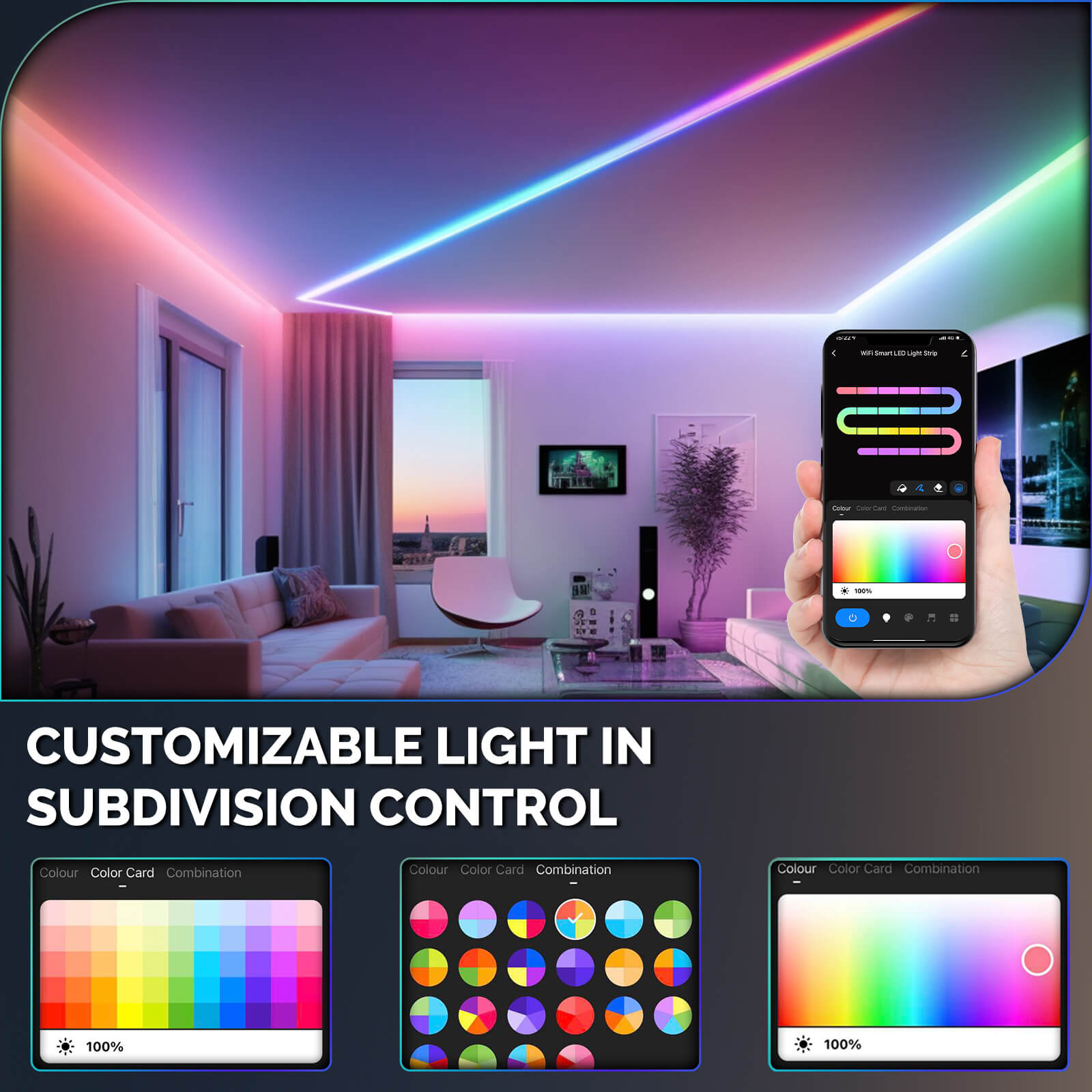Wifi Smart LED Neon Light Strip RGB Color Led Tape Lamp for TV Backlight, Home Party Decor