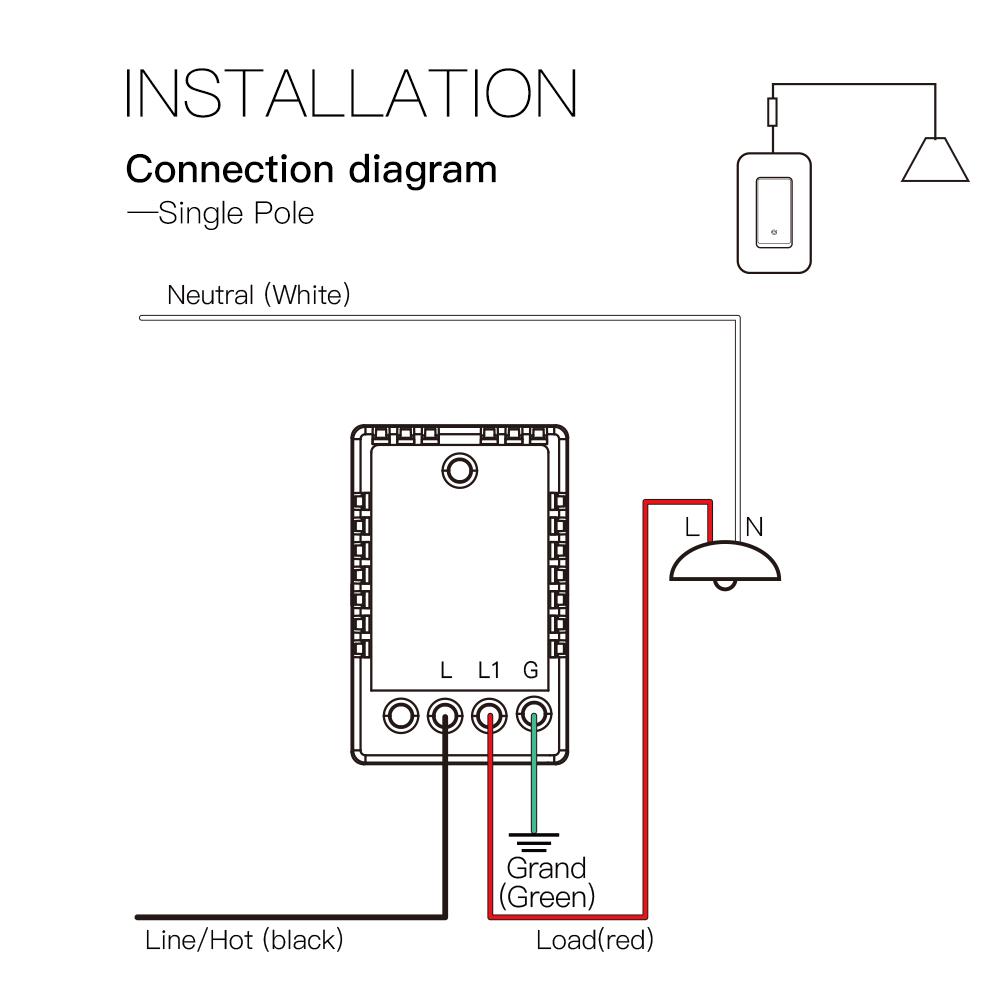WiFi Smart Switch No Neutral, Push Button Switch, Single Pole 100-120V, Wire Required No Capacitor US