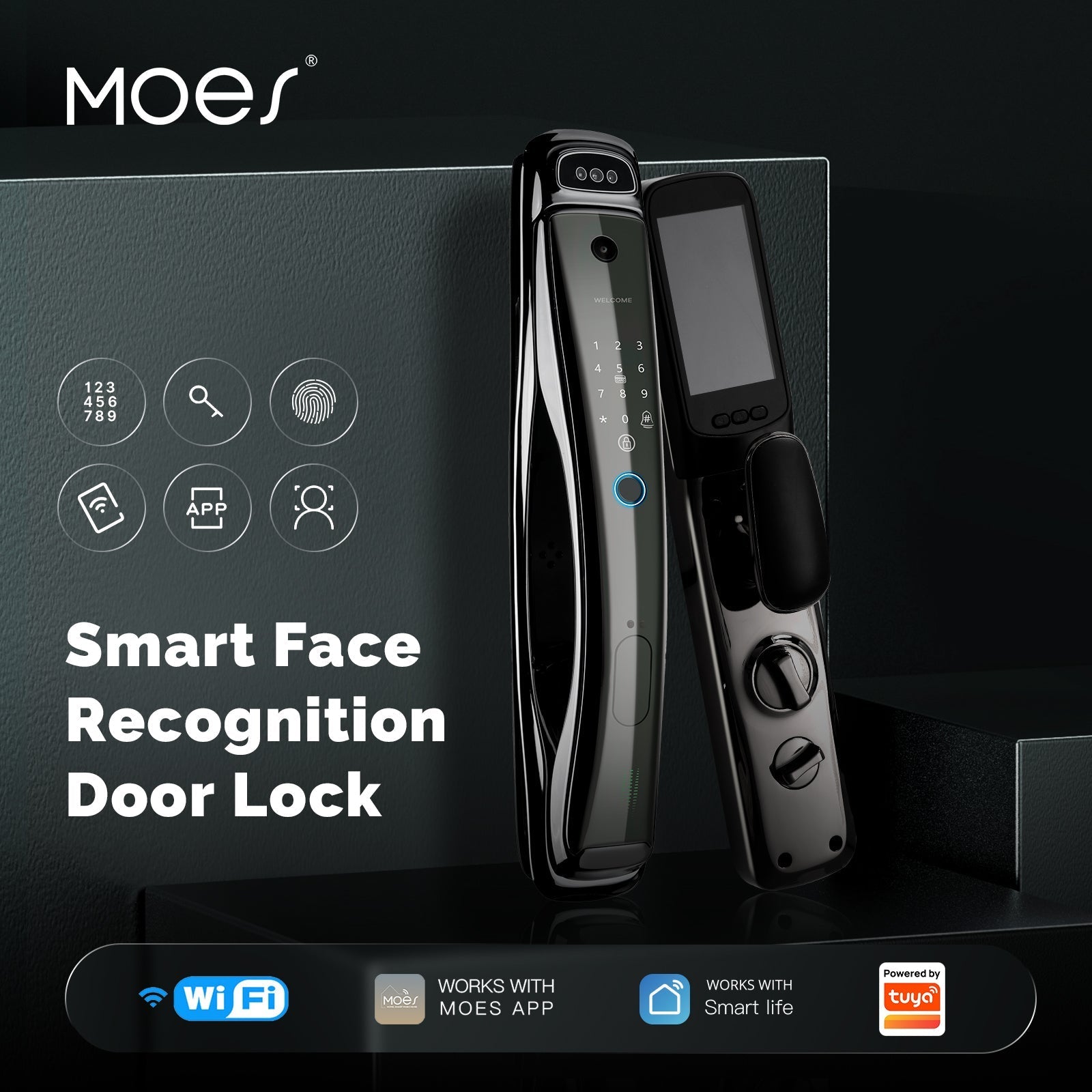 WiFi Smart Security Door Lock 3D Face Recognition Fingerprint Wake Infrared Night Vision