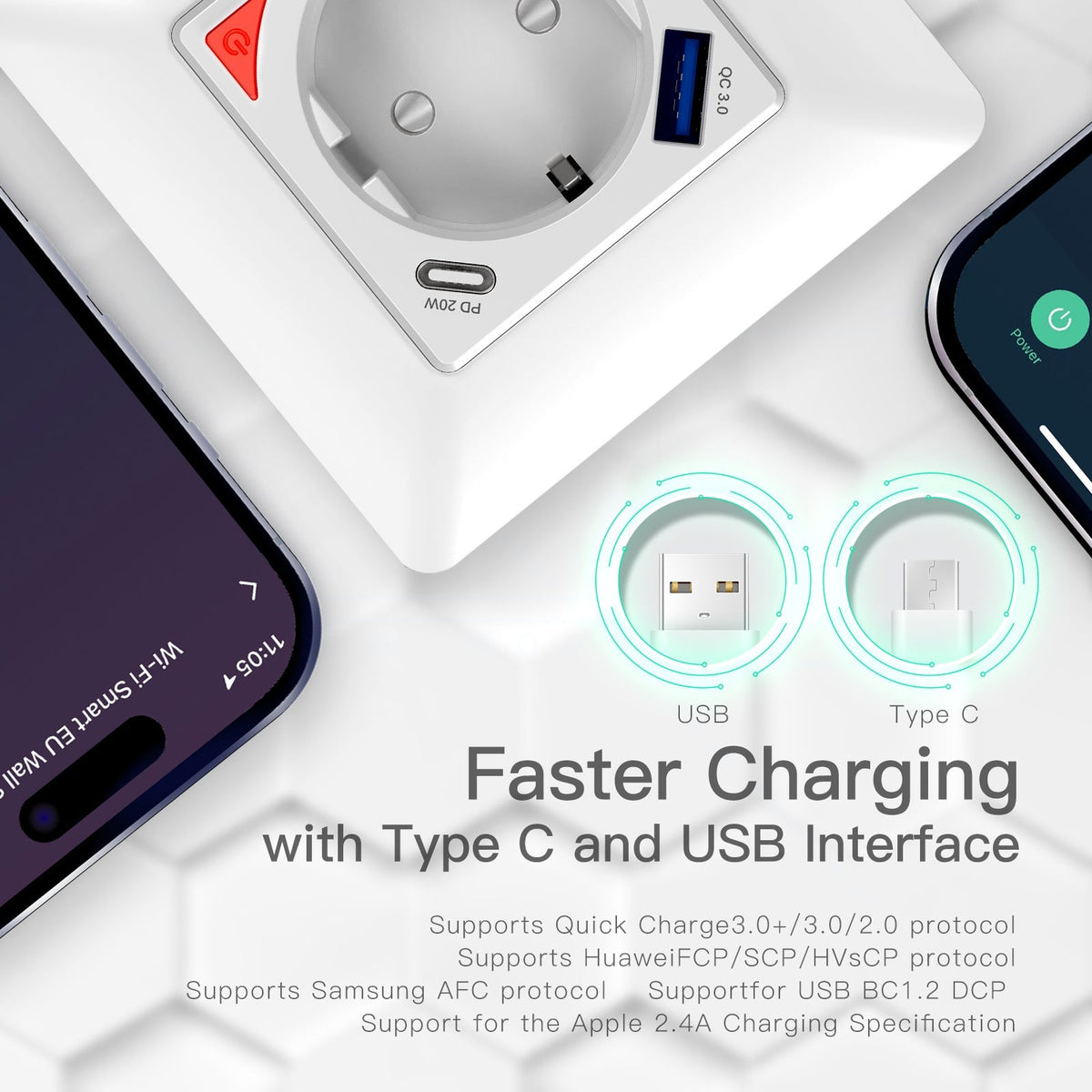 Wi-Fi Wall Socket with USB Charging — EU Option