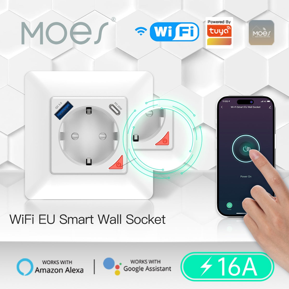 Wi-Fi Wall Socket with USB Charging — EU Option
