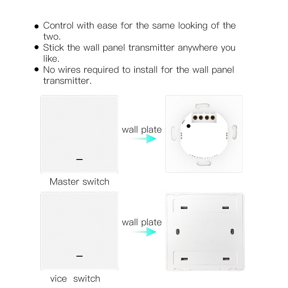 WiFi RF433 Smart Light 2 Way Multi-control Push Button Switch Neutral Wire EU
