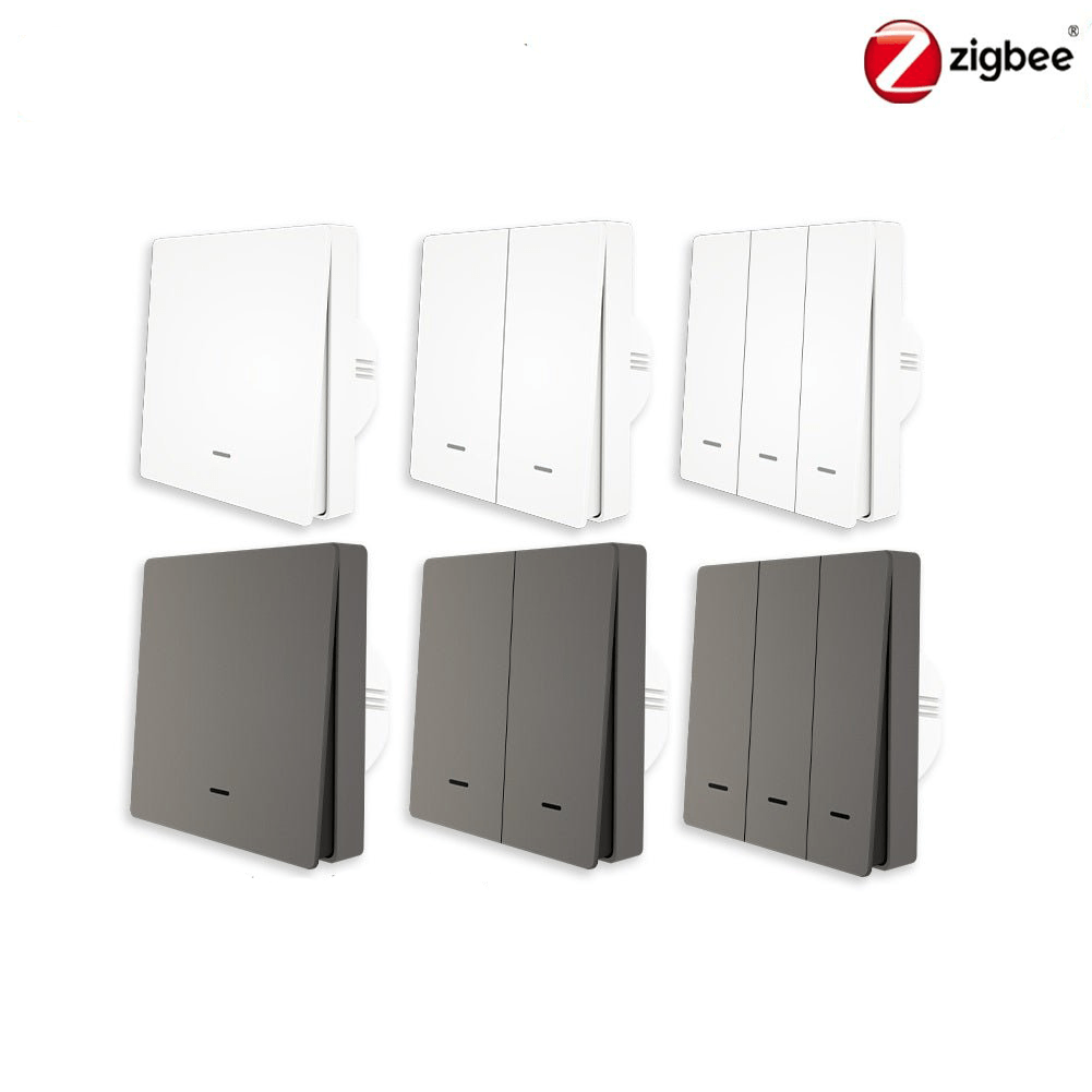 ZigBee 1/2/3 Gang Smart Push Button Light Switch 2 Way Multi-Control Neutral Wire Optional EU | LumiMuse