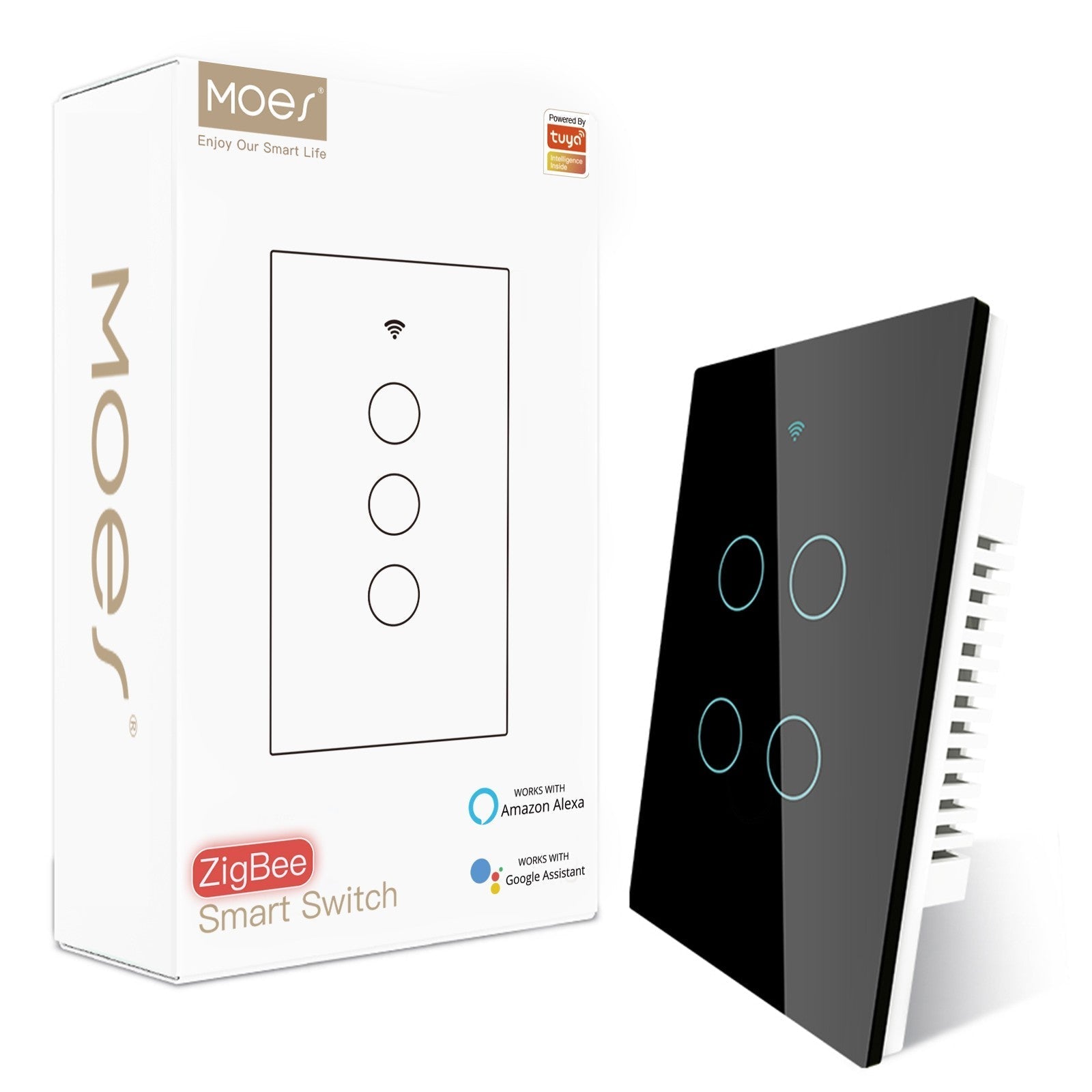 ZigBee Smart Light Switch Touch Glass Panel Neutral Wire Required US Standard