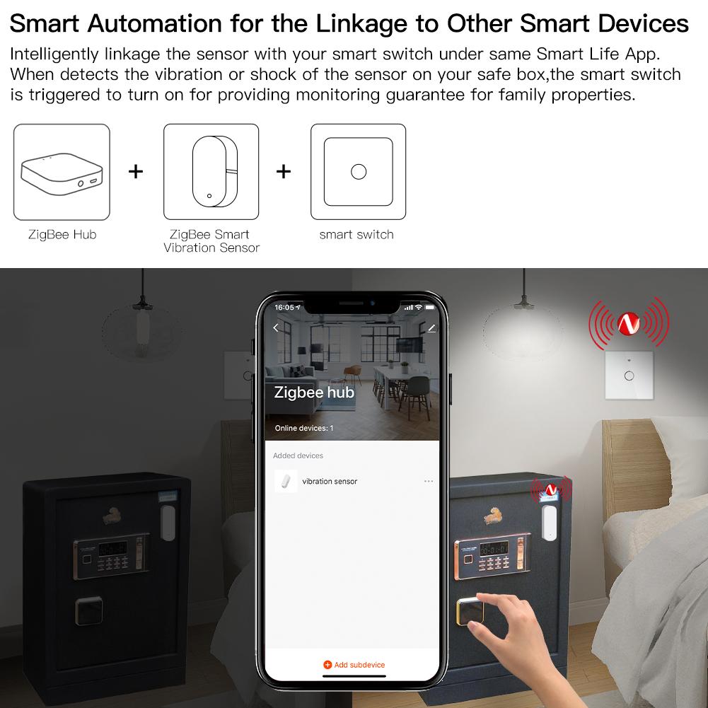 Zigbee Smart Vibration Sensor Detection Home Security System