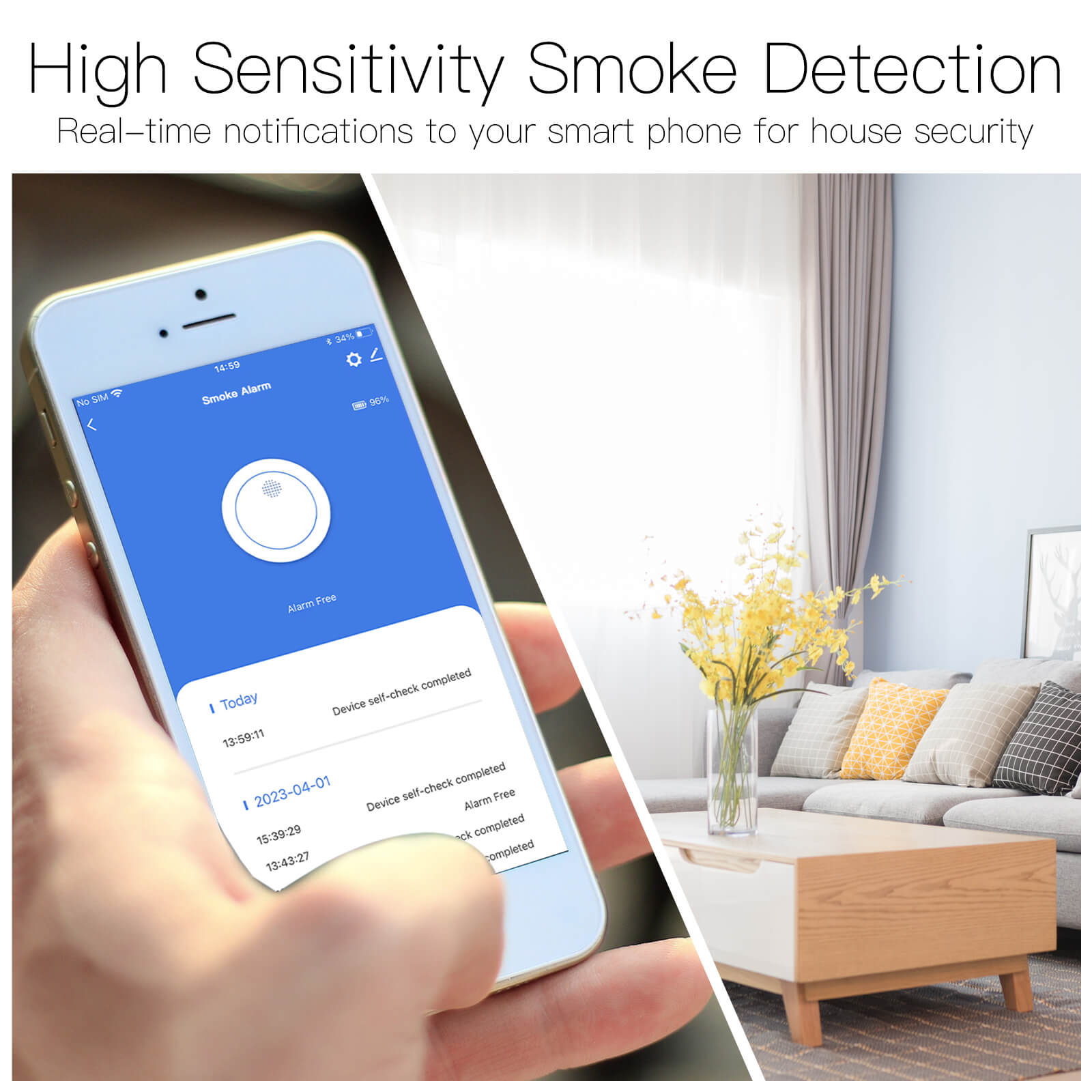 ZigBee Wireless Smart Smoke Detector Fire 85dB Sound Alarm Siren Sensor