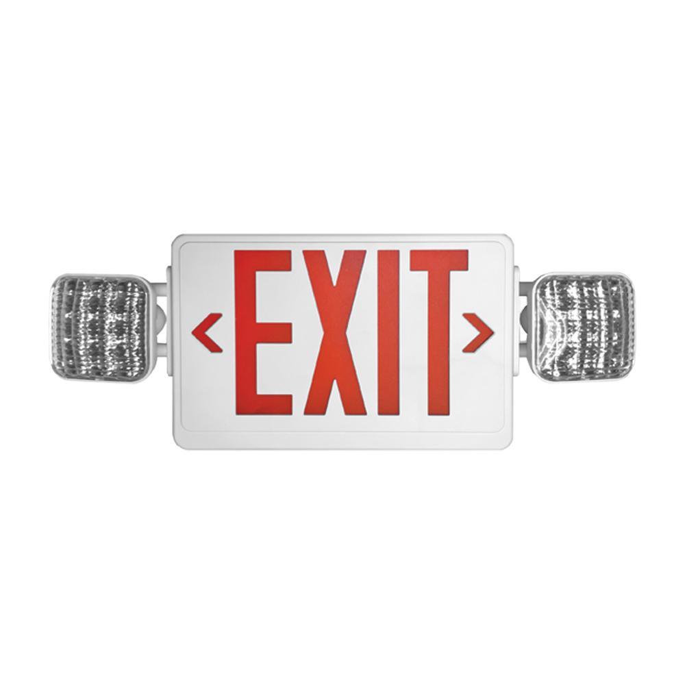 LED Exit Emergency Light - Remote Capable - Dual Head - Red Letters - 3.7W - Lumimuse