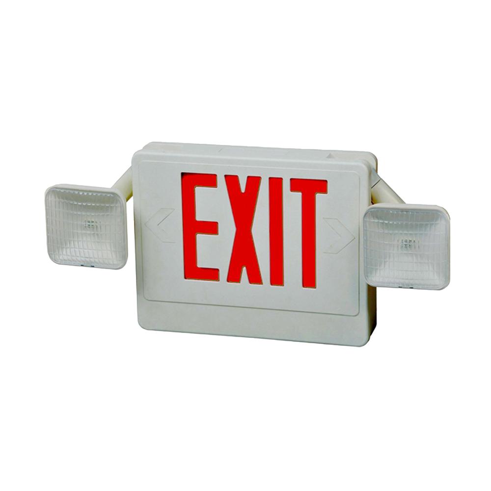 Exit Emergency Light Combo Unit - Dual Head - Double Sided With Red Letters - Battery Backup - 7W - Lumimuse