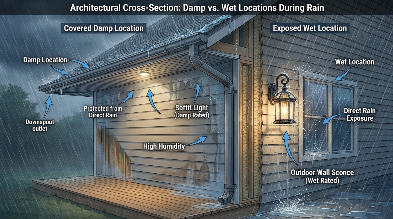 Comparison of Wet Location vs. Damp Location Emergency Lights