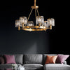 Round Modern Rustic Crystal Brass Chandelier | Lumimuse