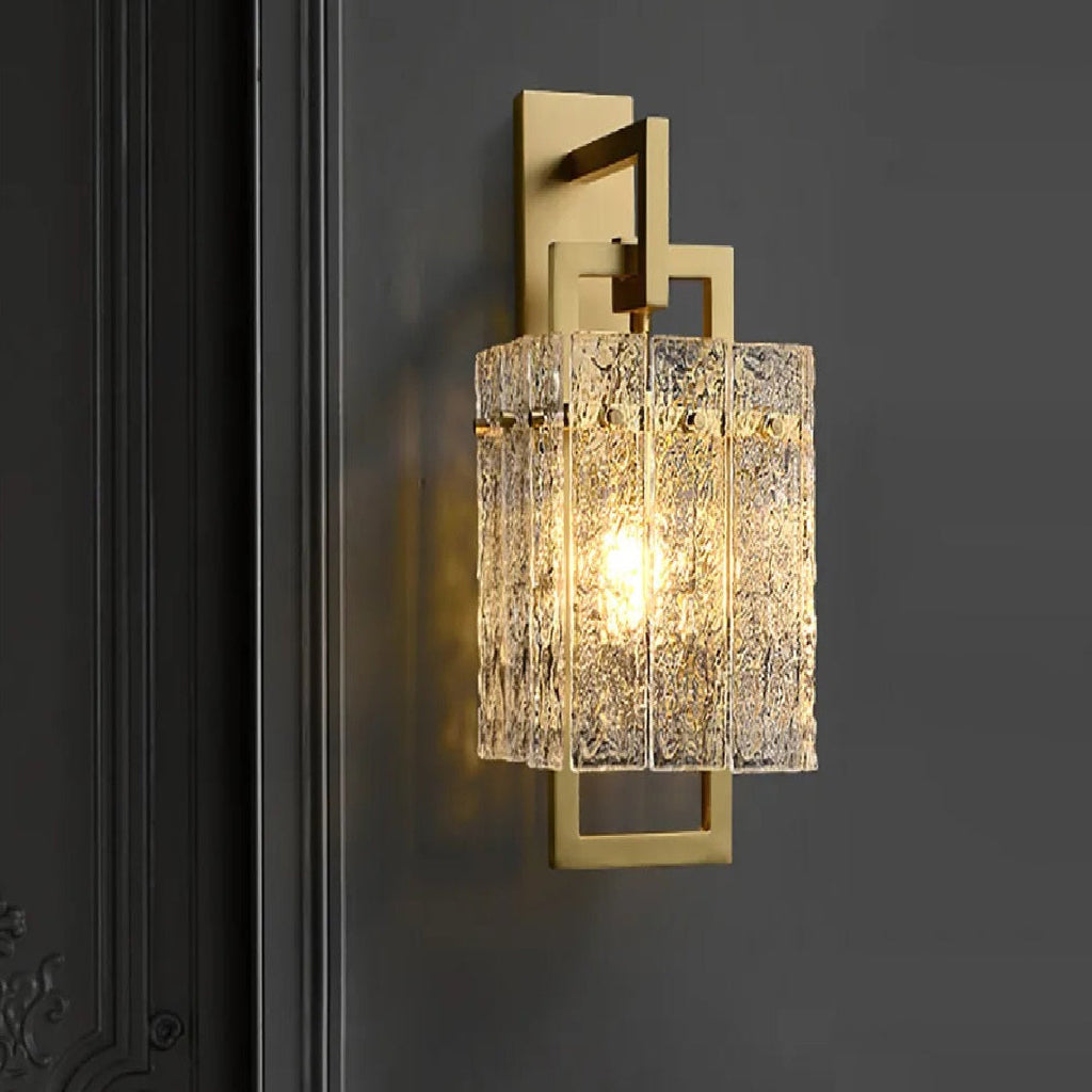 Water-ripple Glass Brass Wall Sconce | LumiMuse