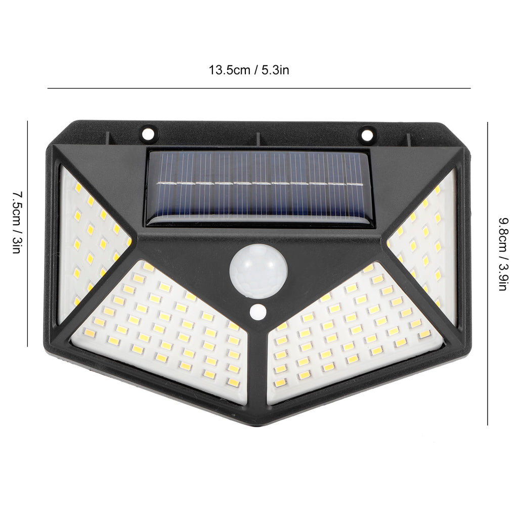 Lumimuse Solar Wall Light with 100 LEDs - Motion Sensor, 4‑Sided Luminous, Garden Security, Street Outdoor Lighting