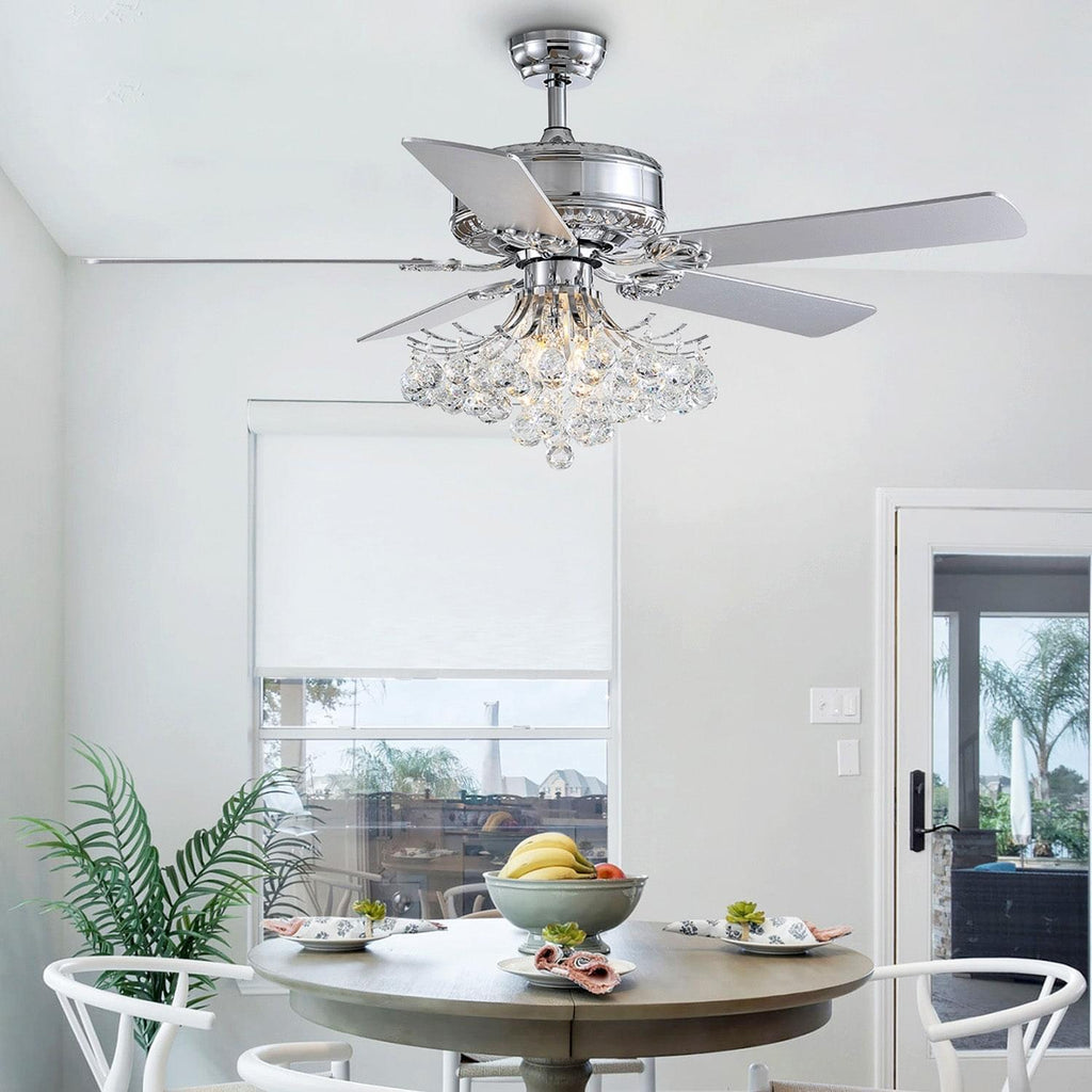 5 - Blade Raindrop Crystal Ball Ceiling Fan with Remote Control | LumiMuse