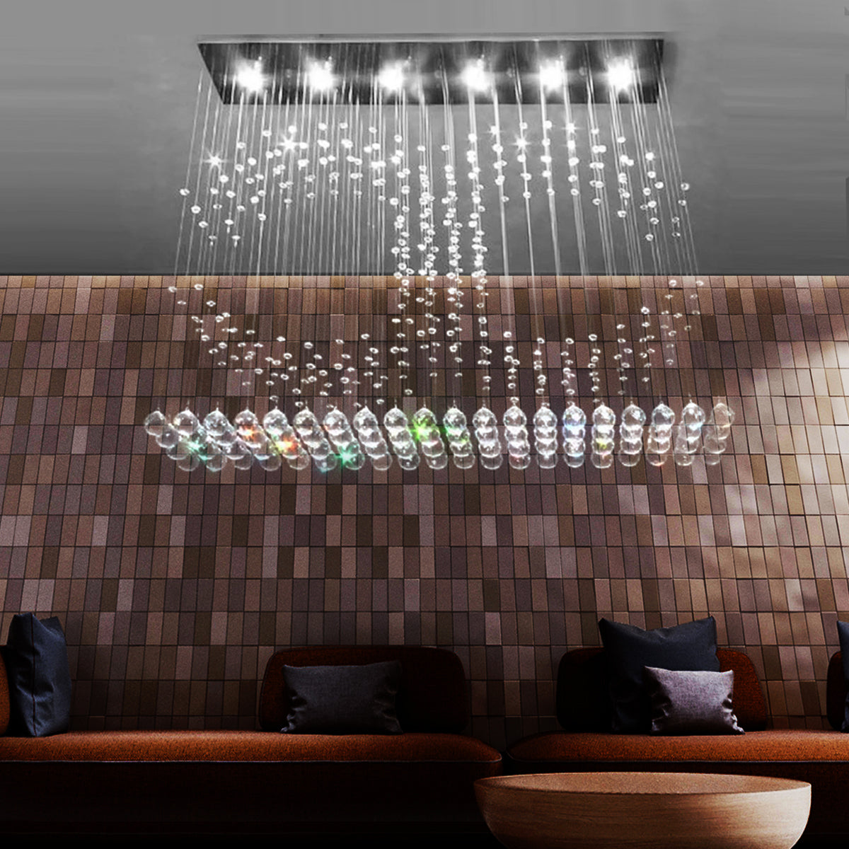 Double C Crystal Chandelier Custom Ceiling Light | LumiMuse
