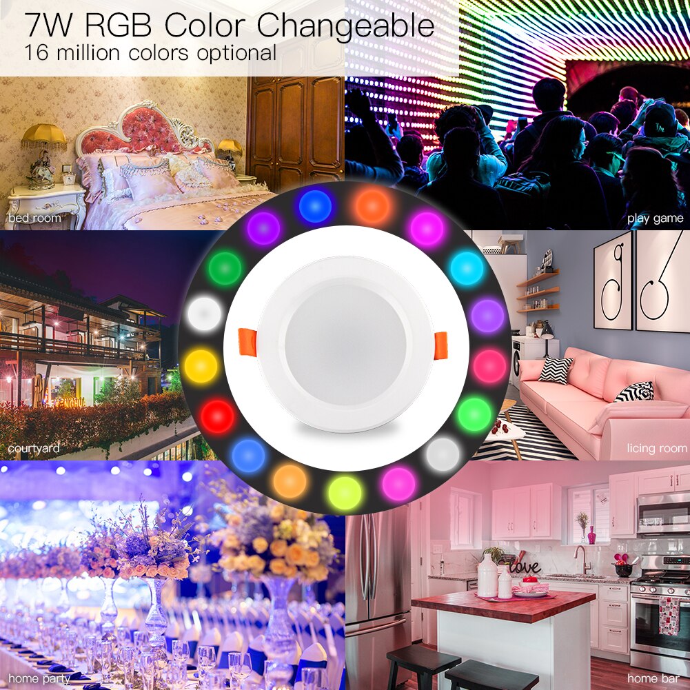 LumiMuse WiFi Smart LED Downlight Dimmable Round Colorful Spotlight Lighting 7W RGB Color Changing Bulb