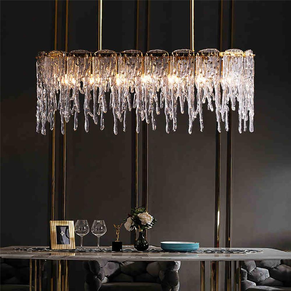 Rectangular Icicle Glass Chandelier | LumiMuse
