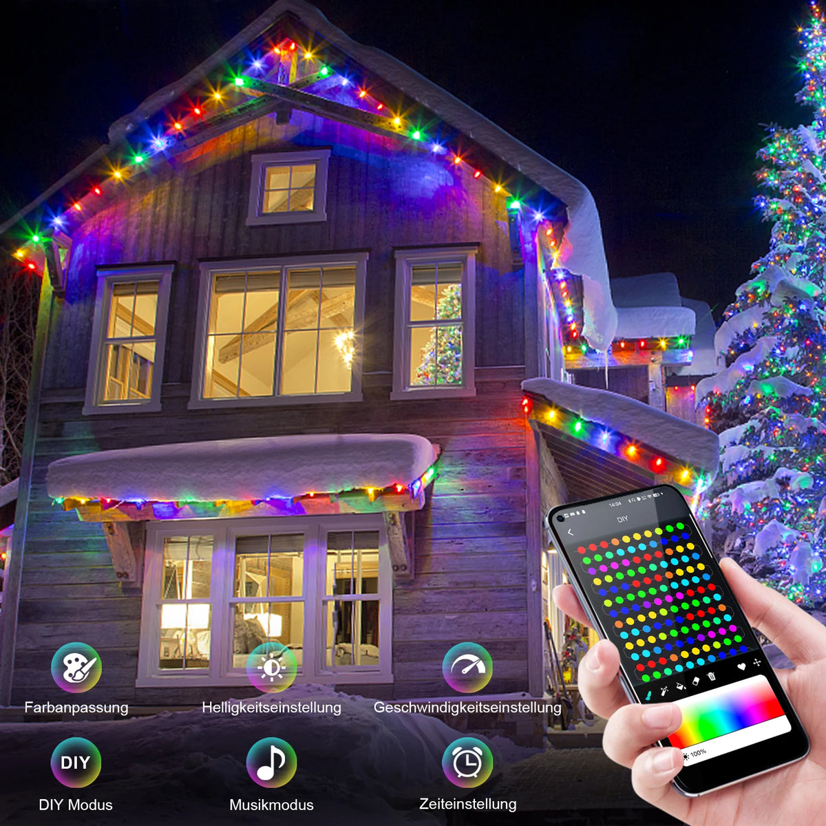 Smart Christmas Tree Fairy Lights — App Control, USB
