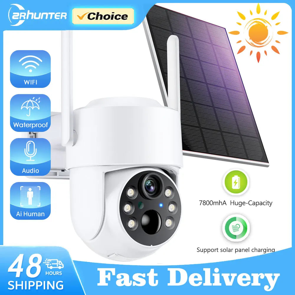 Solar WiFi Security Camera — Pan & Tilt, 4MP, No Wiring