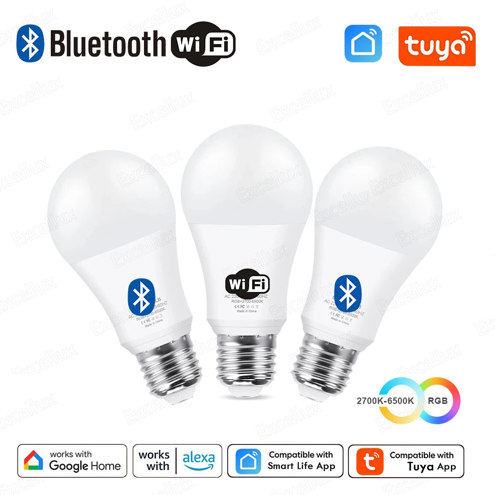 Smart RGB E27 Screw Bulbs, 2-Pack — WiFi & Bluetooth