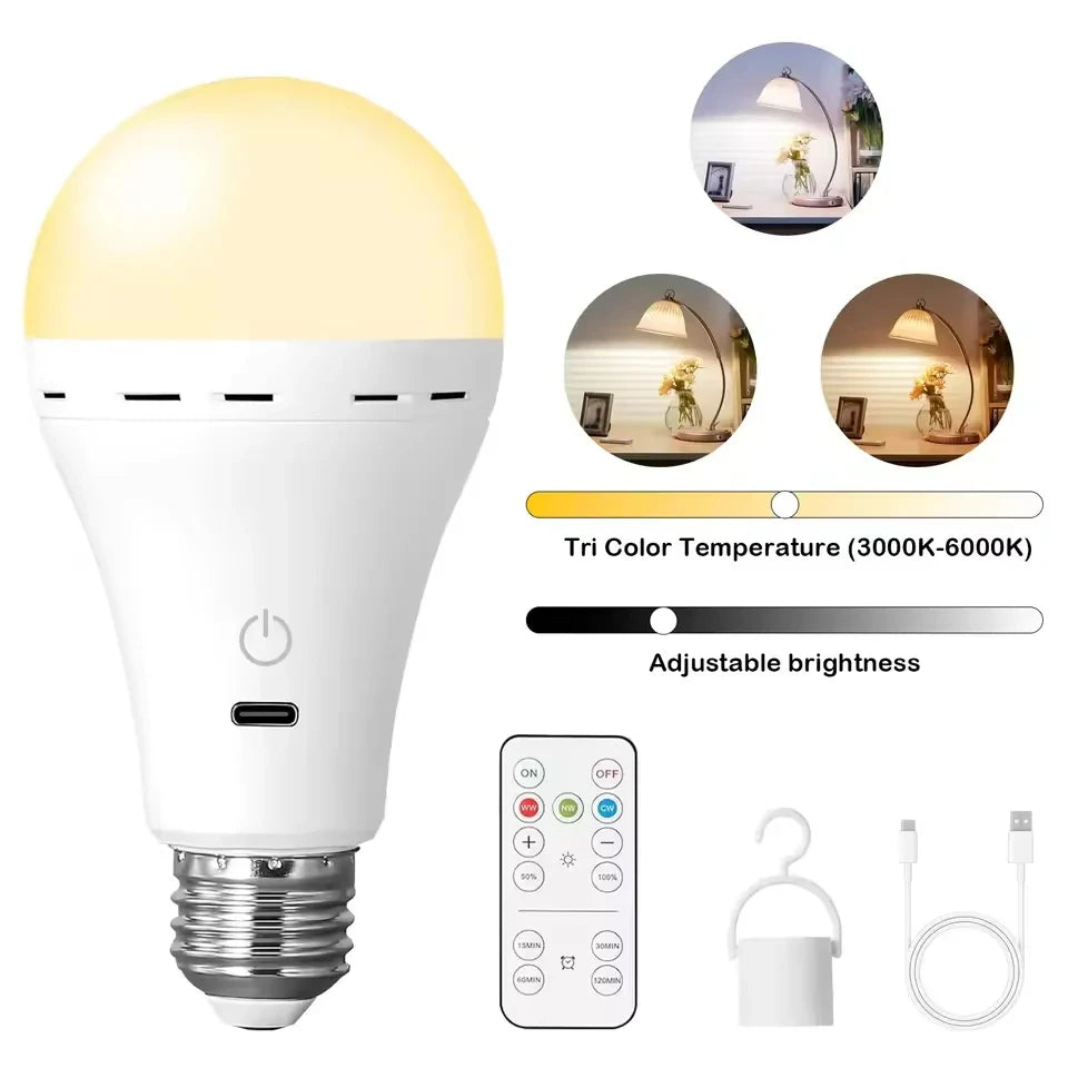 Rechargeable Colour Light Bulb with Remote — Cordless