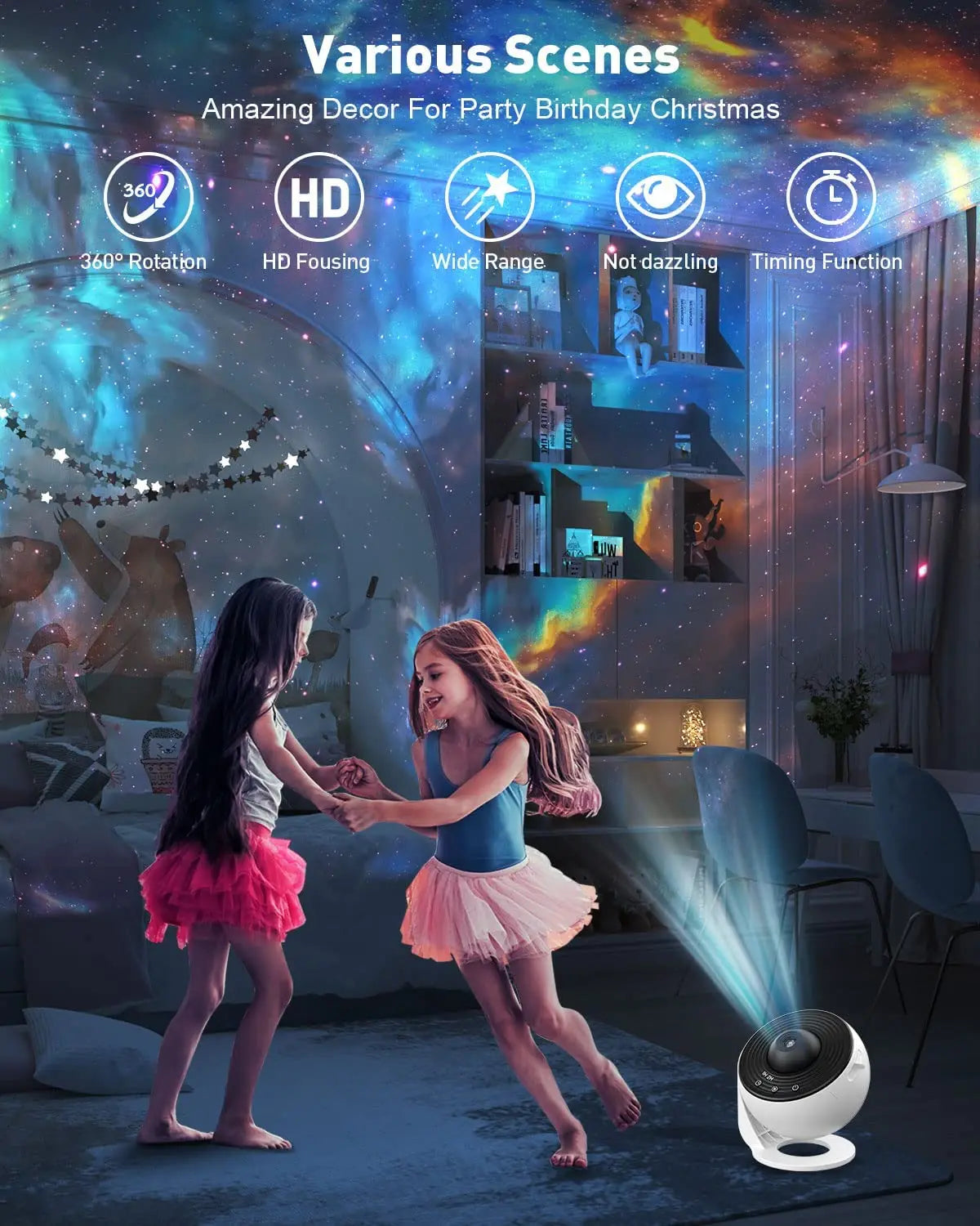 13-in-1 Star Projector — Galaxy & Aurora Night Light