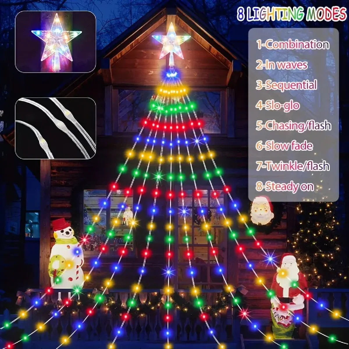 Star Waterfall Fairy Lights — USB or Solar