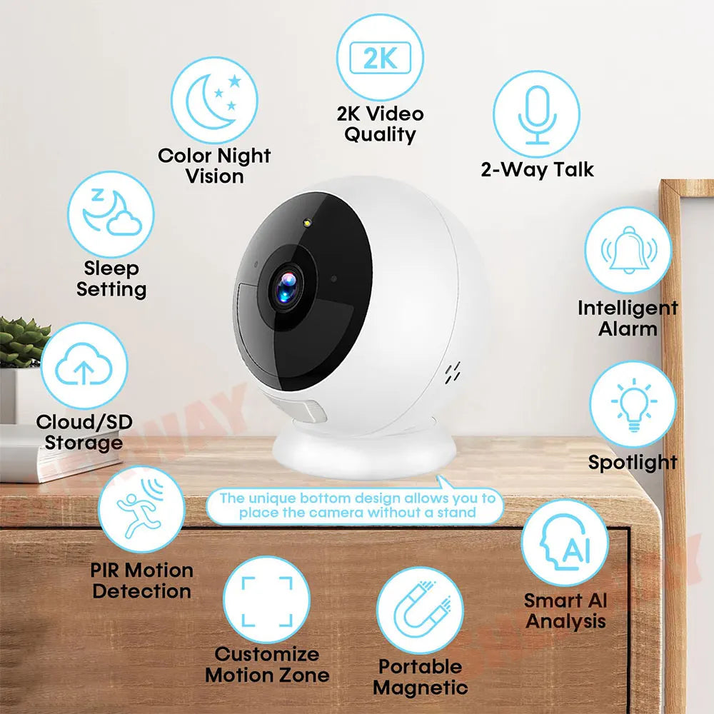 Magnetic Battery Security Camera — 2K 5MP, AI Detection