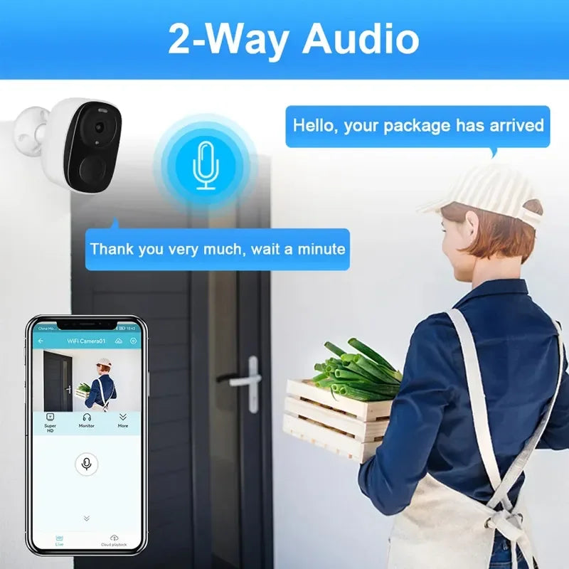 Wireless Battery Security Camera — 2K, Spotlight & Siren