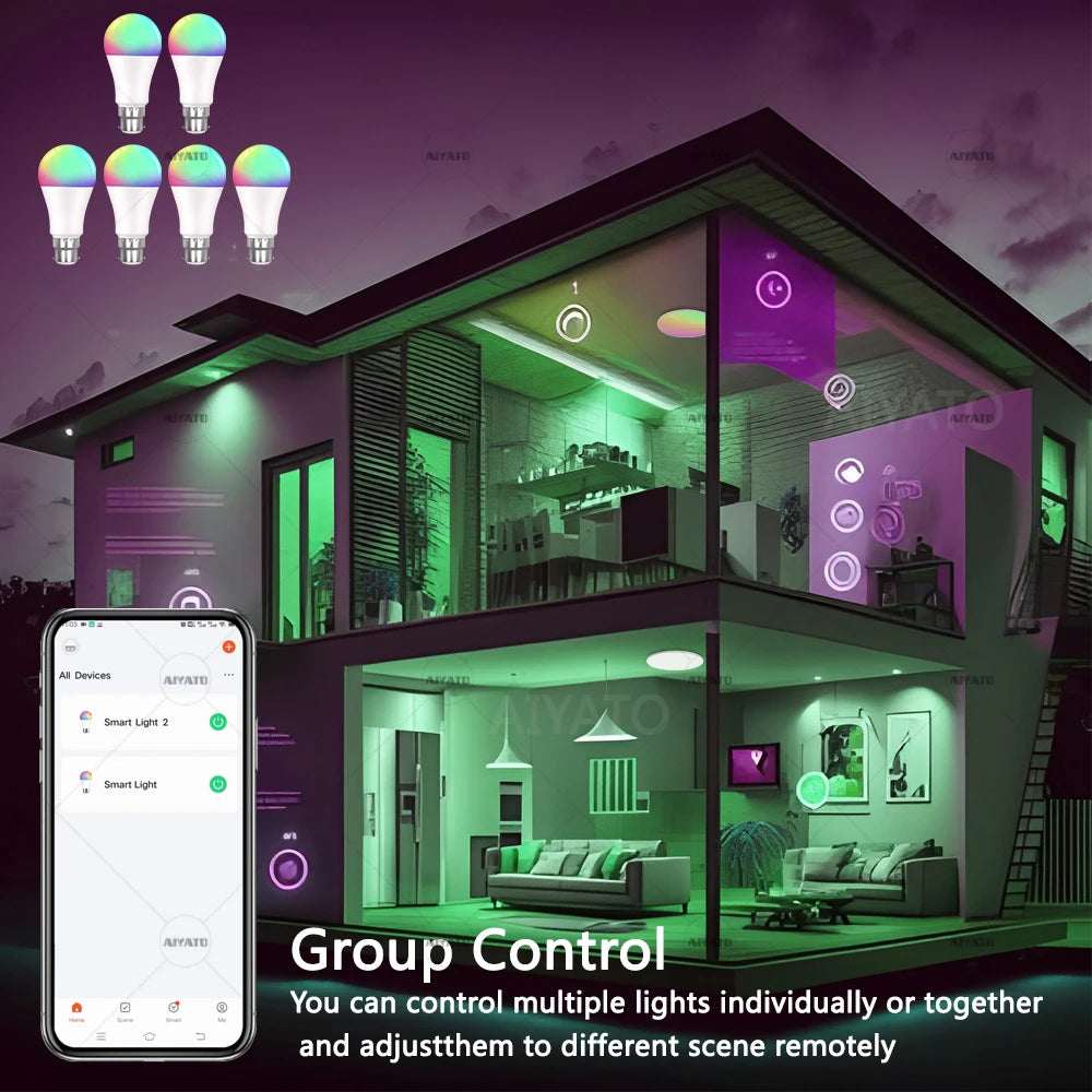 Smart RGB B22 Bayonet Bulbs, 2-Pack — Zigbee