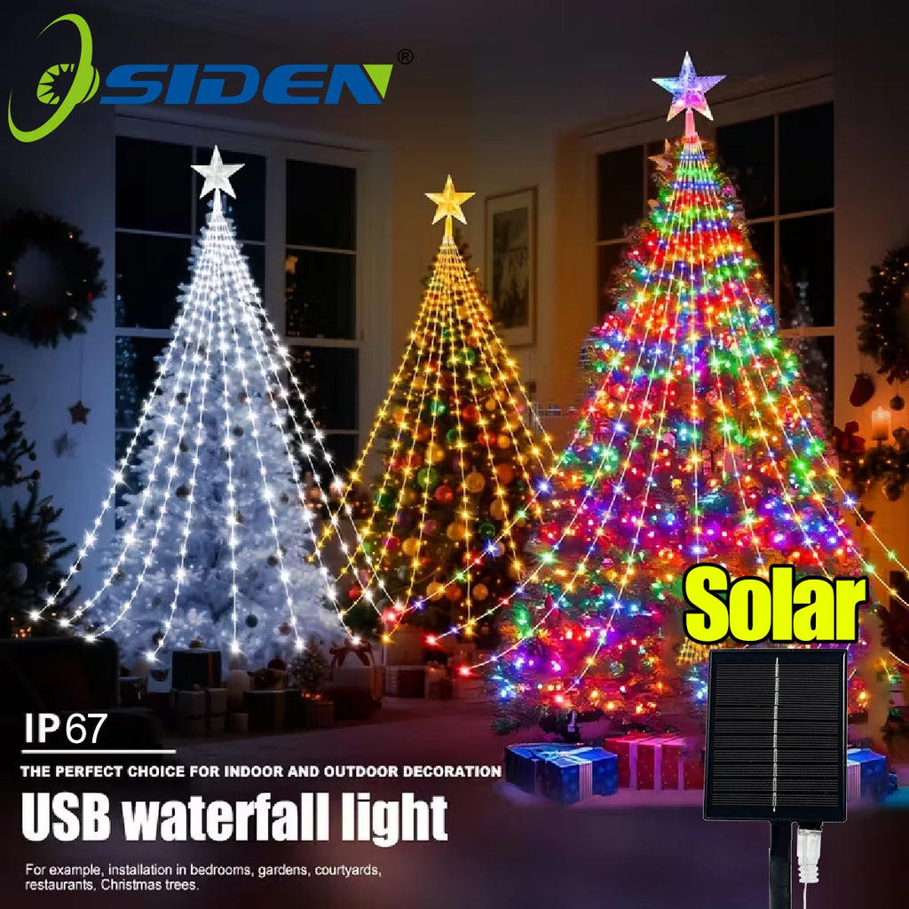 Star Waterfall Fairy Lights — USB or Solar