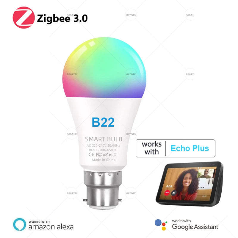 Smart RGB B22 Bayonet Bulbs, 2-Pack — Zigbee