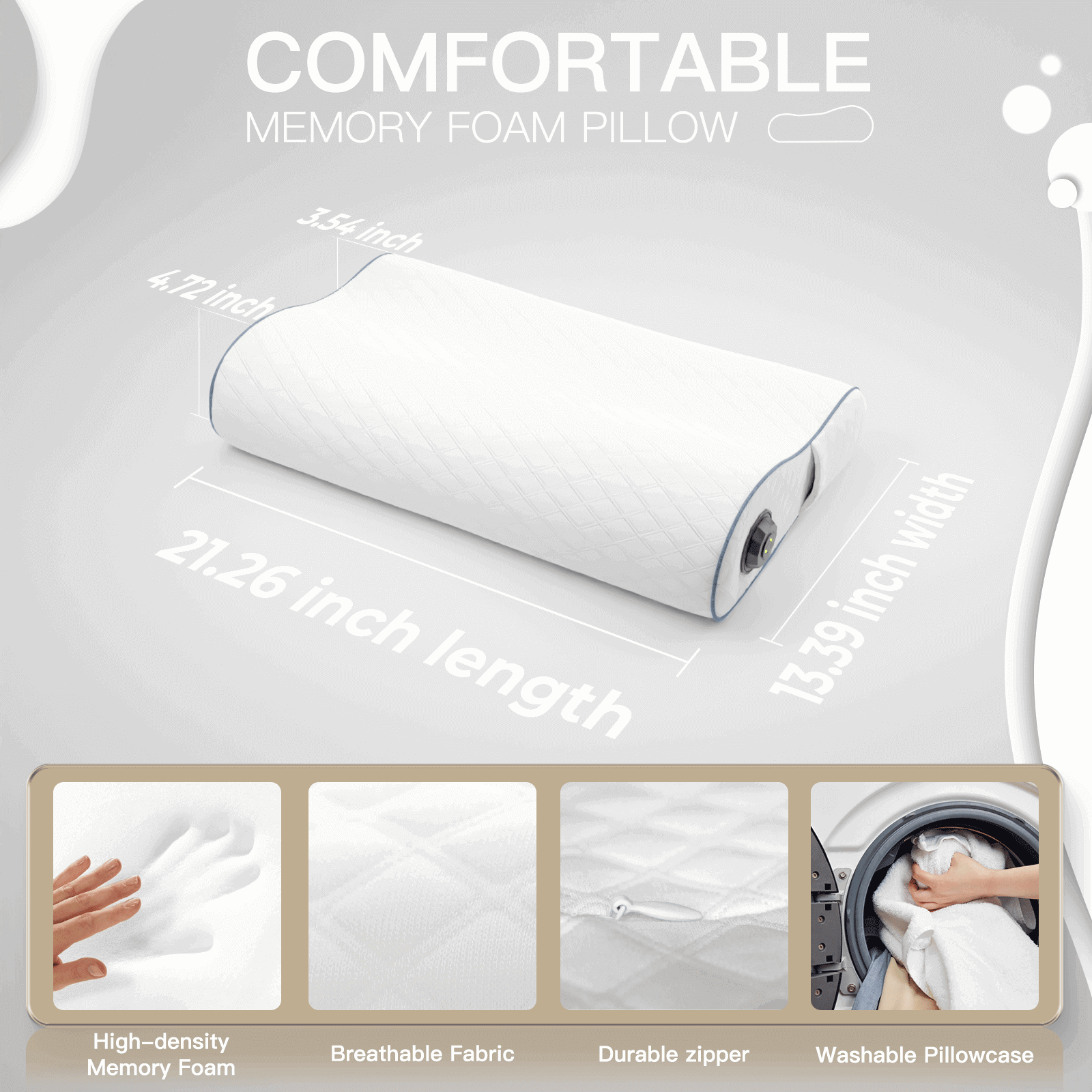 LumiMuse Health Bluetooth Heated Cervical Memory Foam Ergonomic Pillow with Graphene Heating