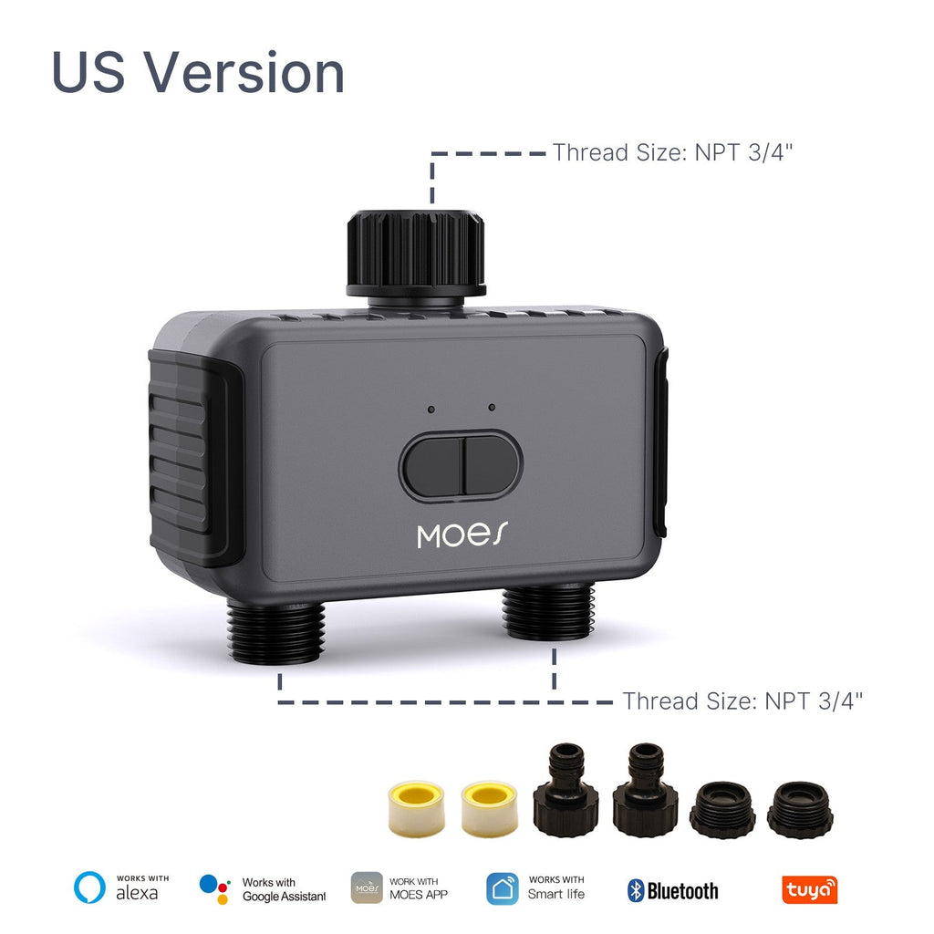 Bluetooth Dual-Outlet Water Timer - EU / US Options and Hub Kits