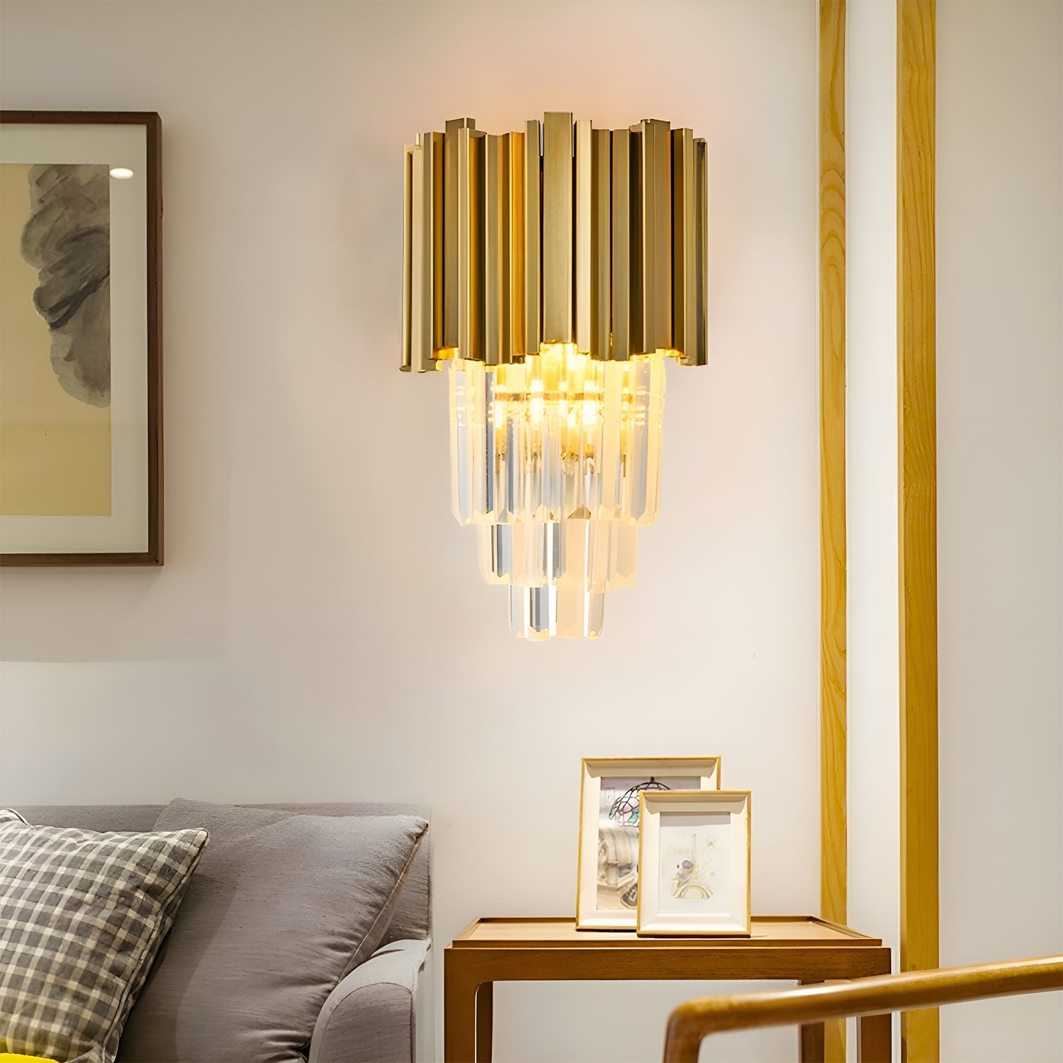 Elegant Gold Crystal Wall Sconce Modern Art Wall Mount Lamp | LumiMuse