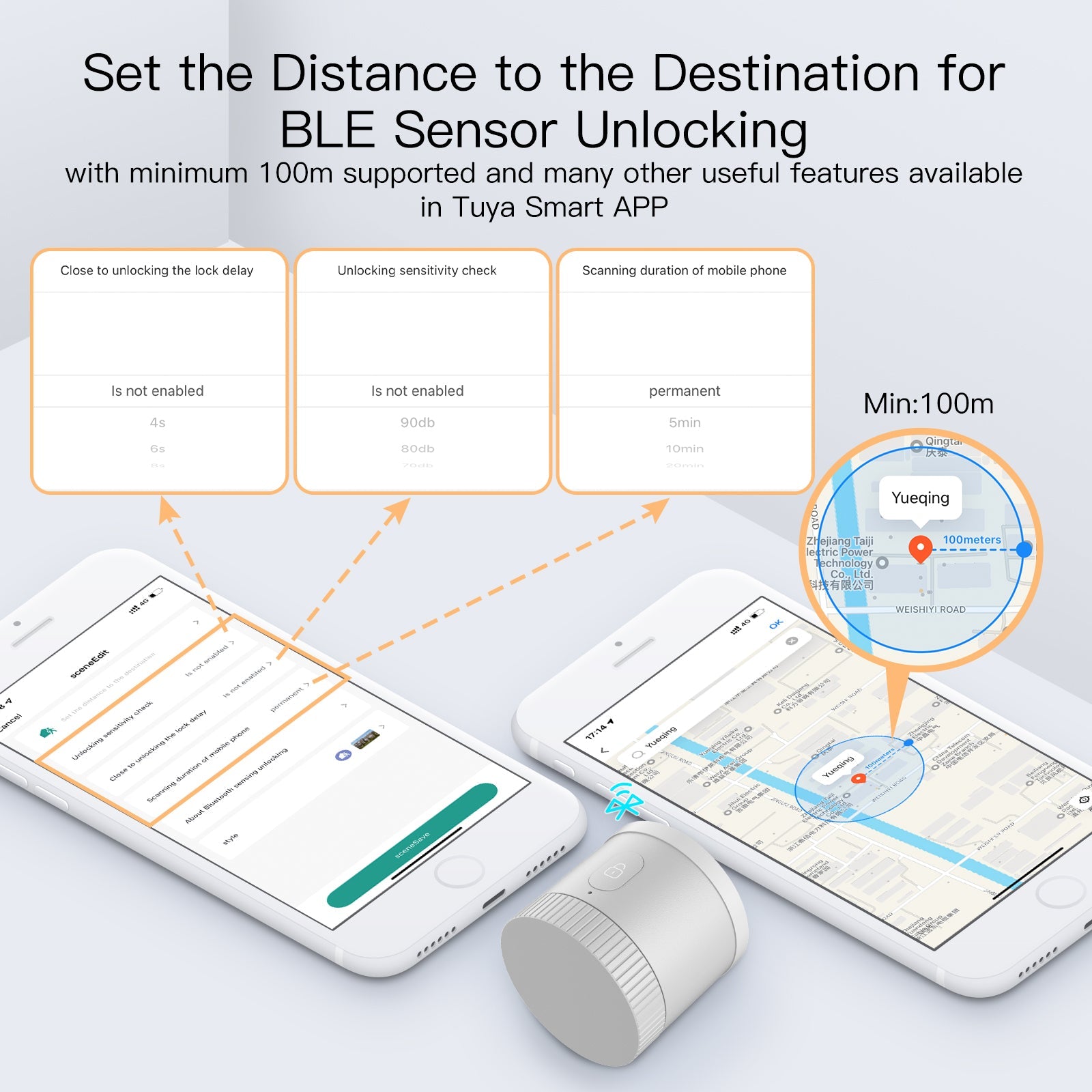 ¡¾EU Version¡¿Bluetooth Smart Door Lock Bank-grade AES128 Bit and TLS Encryption Keypad Bundle Bluetooth Sensor Unlocking Tuya Smart APP Remote Unlocking