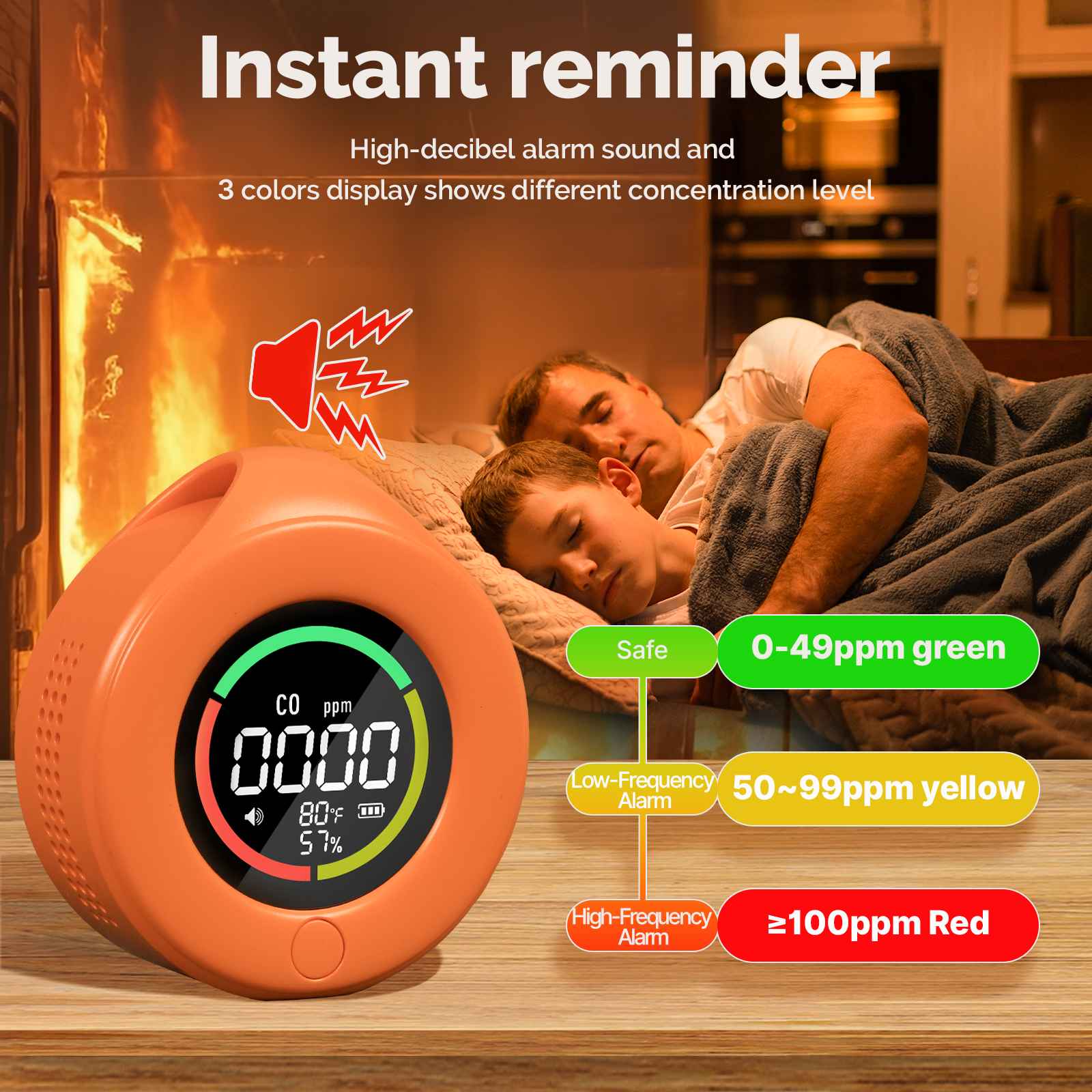 Mini Carbon Monoxide Detector Portable Temp/Humi/CO Meter